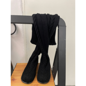 thigh-high knit boots